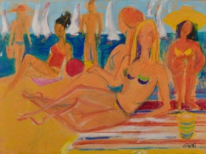 Frédérique GIUSTI (Née en 1925). Les baigneuses...