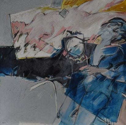 Michel FOUR (né en 1945). Nu dans l'atelier....