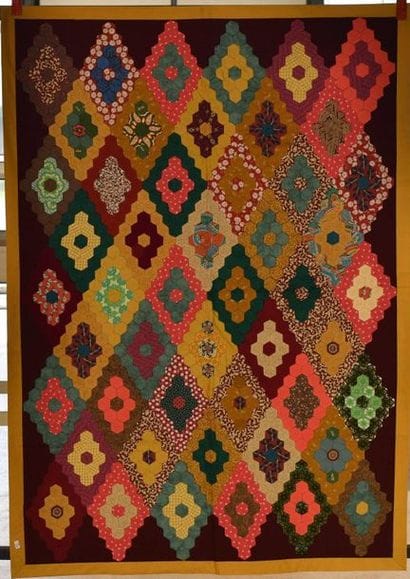 Quilt rectangulaire à fond plein géométrique...
