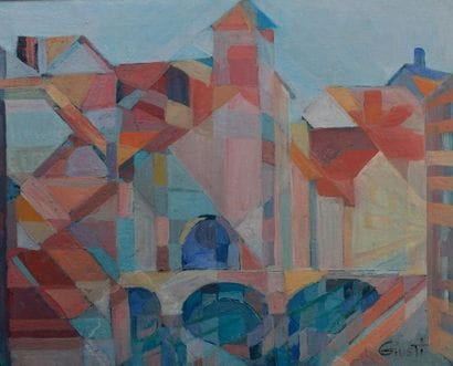 Frédérique GIUSTI (Née en 1925). Le Pont...