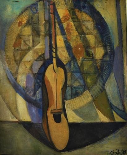 Frédérique GIUSTI (Née en 1925). La guitare...