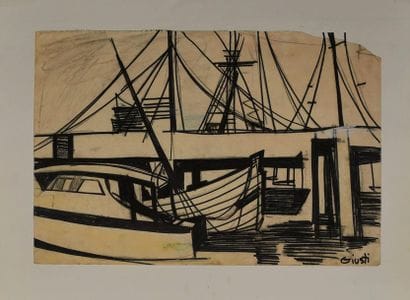 Frédérique GIUSTI (Née en 1925). Bateaux...
