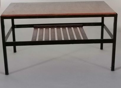 Coffee table in wood veneer, the uprights...