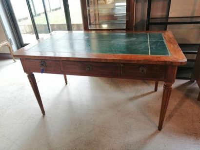 Walnut veneer flat desk, opening by three...