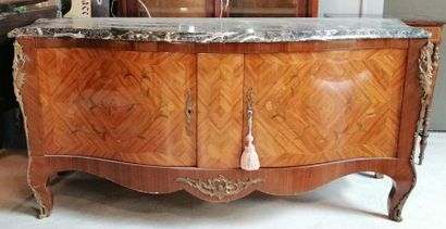All-sided curved chest of drawers in rosewood...