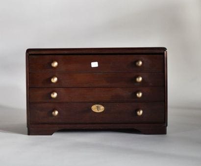 Wooden housewife's box opening by four drawers,...