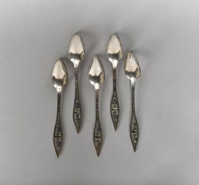 RECTIFICATIVE // Suite of five silver plated...