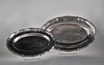 CHRISTOFLE. Two oval poly-lobed trays in...