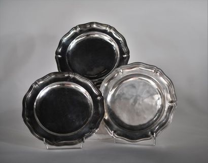 CHRISTOFLE. Three round, poly-lobed trays,...