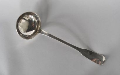 Plain silver ladle. Hallmark of master goldsmith...