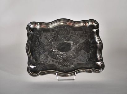 CHRISTOFLE. Rectangular fretworked tray in...