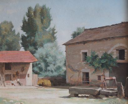 René CHANCRIN (1911-1981). Cour de ferme....