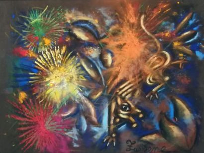 FAVRENE (né en 1934).

Le feu d'artifice.

Pastel...