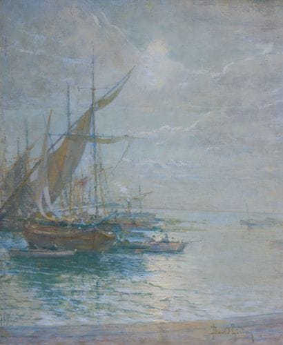 David GIRIN (1848-1917). 

Voiliers amarrés,...