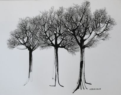 Hubert MARCEAUX (Né en 1937)

Les trois arbres

Encre...