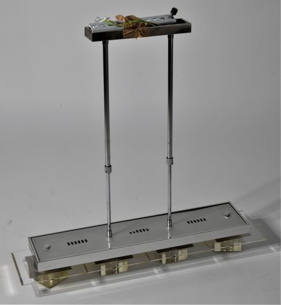 Suspension with led in chromed metal, glass...