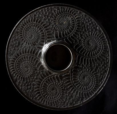 Pressed-molded glass dish with large wings...