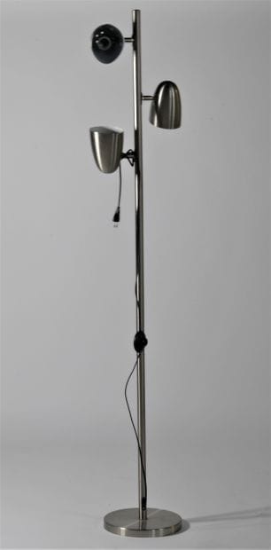 Floor lamp in chromed metal, with three ogival...