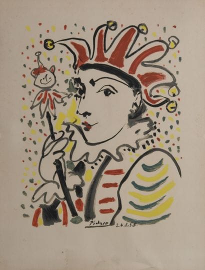 After Picasso (1881-1973)

Harlequin. 

Lithograph...