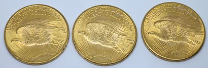 USA.Trois pièces 20 dollars or. 1924 (x2)...