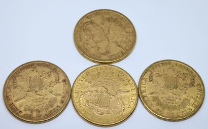 USA.Quatre pièces 20 dollars or. 1879, 1883...