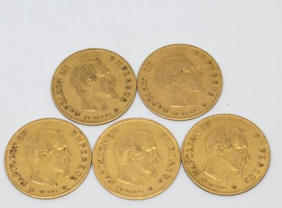 
FRANCE. Cinq pièces de 10 Francs or. 1856...