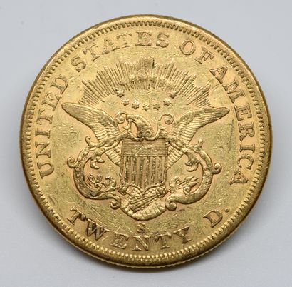 USA. Une pièce 20 dollars or. 1858. TB+