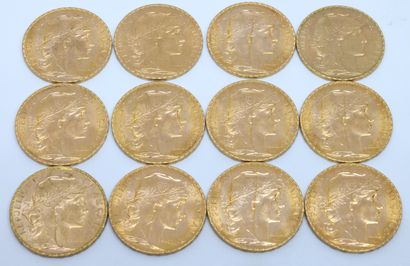 FRANCE. Douze pièces de 20 Francs or. 19...