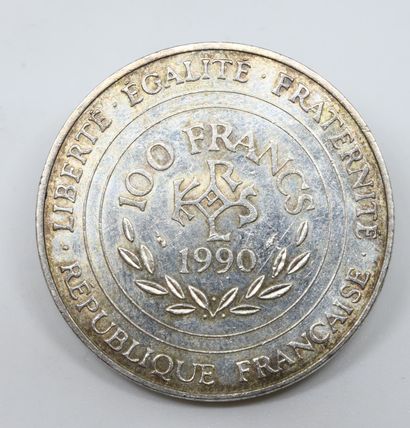 FRANCE. Une pièce 100 Francs argent. 1990,...