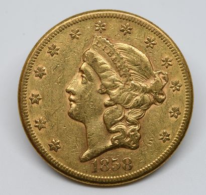 USA. Une pièce 20 dollars or. 1858. TB+