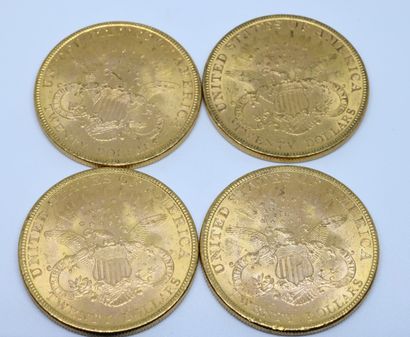 USA. Quatre pièces 20 dollars or. 1894 (x3)et...