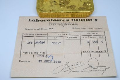 Lingot or n° 196 180896

999°/oo 

Poids...