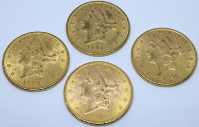 USA.Quatre pièces 20 dollars or. 1894 (x2)1899...