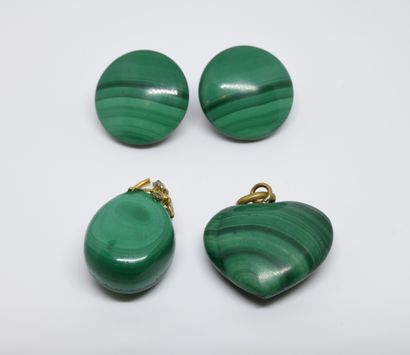 Demi-parure en métal et malachite comprenant...