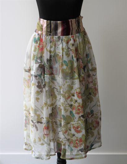 KENZO. Skirt in silk and silk crepe, with...