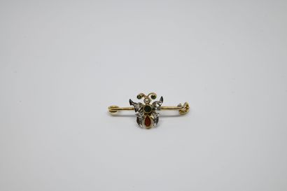 Yellow and white gold 750°/oo brooch with...