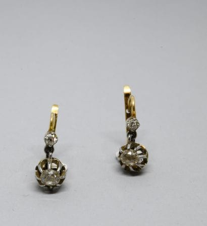 A pair of yellow and white gold 750‰ dormeuses...
