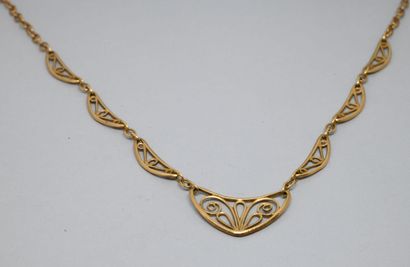 Yellow gold 750‰ choker necklace with a central...