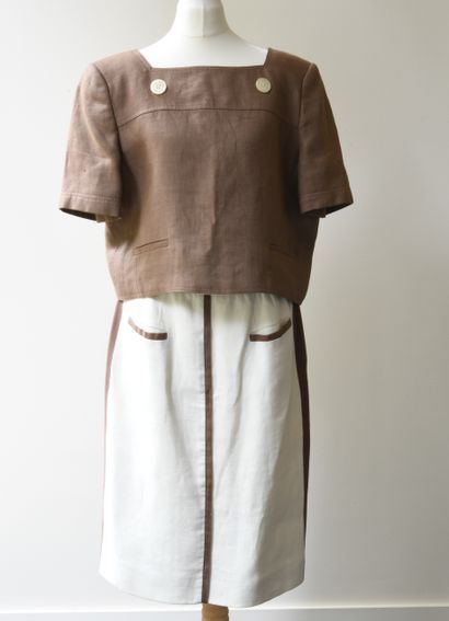 Louis FERRAUD. Jacket in black and chocolate...