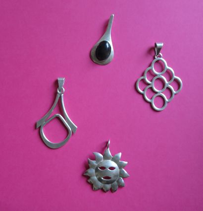 Set of three silver pendants, two with fancy...
