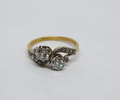 Bague Toi et Moi en or jaune 750 millièmes...