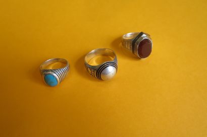 Set of three ethnic silver rings