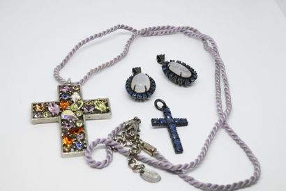 Parure en argent pierre de lune et saphirs...
