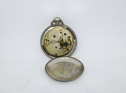 Montre savonnette en argent, cadran émaillé...