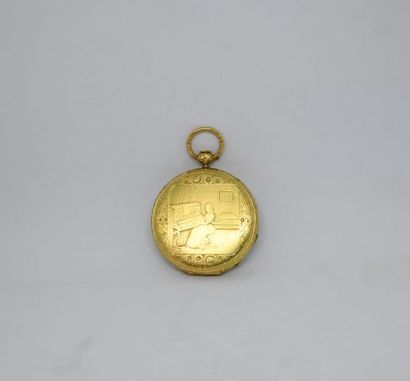 Montre de col à double cuvette en or jaune...