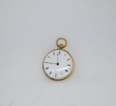 Montre de col à double cuvette en or jaune...