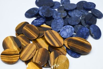 Lot de cabochons d'œil de tigre et sodalite...