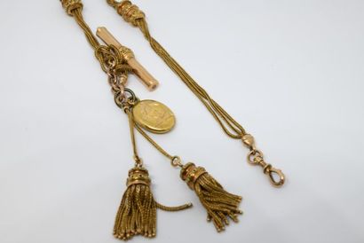 Chaine de montre ancienne en or jaune 18...