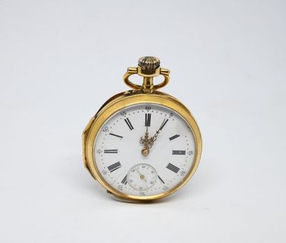 Montre gousset en or jaune 750‰, la cuvette...