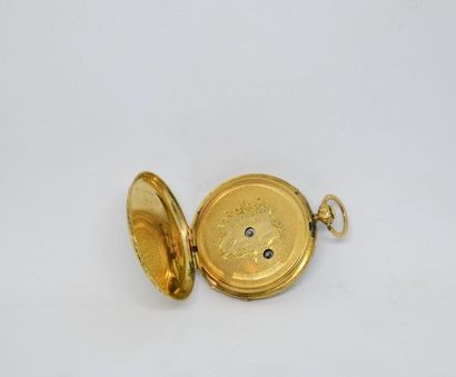 Montre de col à double cuvette en or jaune...